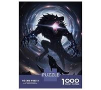 Puzzles pour Adolescents 1000 Pièces Cosmic Werewolf and Howling Wolf Puzzle Jeux Relaxants Décoration Parfaite Cadeaux Uniques d'anniversaire Et De Noël 70x50cm/1000pcs