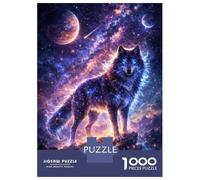 Puzzles pour Adolescents 1000 Pièces Cosmic Wolf in Nebula Puzzles pour Adultes Vacances À La Maison Passer Le Temps Interaction Parent-Enfant Jouet Jeu Intellectuel 38x26cm/1000pcs