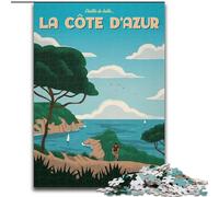 Puzzles pour Adolescents 1000 pièces Côte d'Azur, Jouets éducatifs pour Toute la Famille, à partir de 14 Ans, 26x38cm