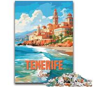 Puzzles pour Adolescents 1000 pièces Côte de Tenerife Espagne Jeu éducatif Difficile à réaliser mais Amusant et Humoristique pour Anniversaire (Taille 38x52cm)
