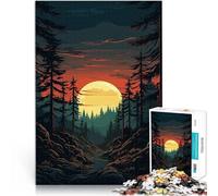 Puzzles pour Adolescents 1000 pièces Coucher de Soleil en forêt Jouet éducatif d'apprentissage Idées Cadeaux 52x38cm