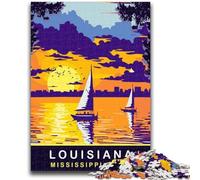 Puzzles pour Adolescents 1000 pièces Coucher de Soleil sur la Louisiane Jouets éducatifs Jeux Anti-Stress Décoration d'intérieur Unique et Cadeaux (Taille 38x26cm)