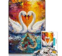Puzzles pour Adolescents 1000 pièces Couple de cygnes Blancs, Anti-Stress, défi Difficile, Chaque pièce est Unique - Jeu Familial Stimulant (38x26cm)