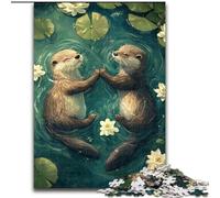 Puzzles pour Adolescents, 1000 pièces, Couple de loutres, Jouet éducatif et décompressant, Cadeau d'anniversaire, décoration Murale (Taille 26x38cm)