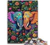 Puzzles pour Adolescents 1000 pièces Couple d'éléphants Jeu Stimulant et Jeu Familial Cadeaux du Père Noël Secret 50x75cm