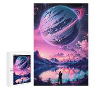 Puzzles pour adolescents 1000 pièces Couple Under Saturn Planète Puzzles pour Adultes - Jeux de relaxation amusants et humoristiques 1000 pièces
