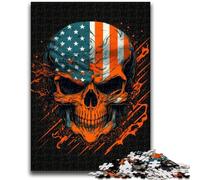 Puzzles pour Adolescents 1000 pièces Crâne avec Drapeau américain Design Dynamique et Unique Expérience de Puzzle relaxante et stimulante 26x38cm