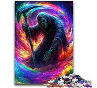 Puzzles pour Adolescents 1000 pièces Crâne de Mort Soulagement du Stress Séjour Tuer Le Temps avec Affiche Assortie et Feuille de Questions 26x38cm