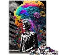 Puzzles pour Adolescents 1000 pièces Crâne de Rose Entraînez Votre Cerveau et Vos Mains Interaction Parent-Enfant pour Les 14 Ans et Plus 50x75cm