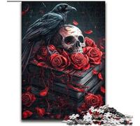 Puzzles pour Adolescents 1000 pièces Crâne de Rose, Jouets éducatifs et Anti-Stress, Interaction Parent-Enfant (Taille 50x75cm)