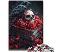 Puzzles pour Adolescents 1000 pièces Crâne de Rose pour et à partir de 14 Ans Jouets de Jeu Car il est idéal comme Cadeau pour Toute la Famille 38x26cm