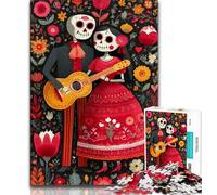 Puzzles pour Adolescents 1000 pièces, crâne de Sucre, Femme, Jeux éducatifs, décoration d'intérieur, Cadeau d'anniversaire, Art Mural (75x50cm)