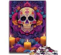 Puzzles pour Adolescents 1000 pièces Crâne de Sucre Femme Jouets éducatifs Jeux de Famille Cadeau d'anniversaire, Cadeaux 26x38cm