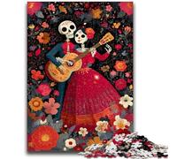 Puzzles pour Adolescents 1000 pièces Crâne de Sucre Femme Jouets éducatifs Jeux de Famille Cadeau d'anniversaire, Cadeaux 50x75cm