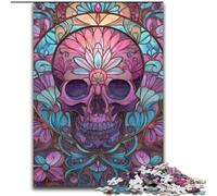 Puzzles pour Adolescents 1000 pièces Crâne en vitrail, éducatif et idéal comme Cadeau pour Toute la Famille (Taille 50x75cm)
