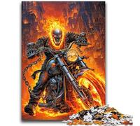 Puzzles pour Adolescents 1000 pièces Crâne enflammé conduisant Une Moto Soulagement du Stress Défi Difficile Convient pour la décoration de Bureau 50x75cm