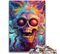Puzzles pour Adolescents 1000 pièces Crâne psychédélique trippant Difficile à compléter mais Amusant et Humoristique Jeu éducatif pour Anniversaire 26x38cm