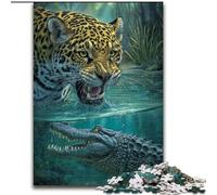 Puzzles pour Adolescents, 1000 pièces, Crocodile et léopard, Jeu Stimulant, idéal comme Cadeau pour Toute la Famille, 38x26cm