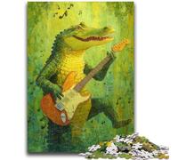 Puzzles pour Adolescents 1000 pièces Crocodile Jouant de la Guitare Difficile à compléter mais Amusant et Humoristique Jeu éducatif pour Anniversaire 50x75cm