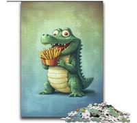Puzzles pour Adolescents 1000 pièces Crocodile Mangeant des Frites, Jouet éducatif et décompressant, idéal comme Cadeau pour Toute la Famille 38x52cm