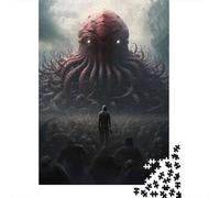 Puzzles pour Adolescents 1000 Pièces Cthulhu Vs. Man The Ultimate Battle Puzzles pour Adultes Jeux Amusants Et Humoristiques Cadeaux De Noël Et d'anniversaire 52x38cm/1000pcs
