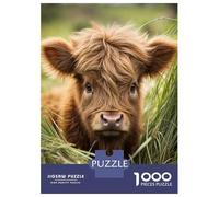 Puzzles pour Adolescents 1000 Pièces Cute Baby Scottish Cow Puzzles pour Adolescents, Jouet, Décoration Murale, Décoration Intérieure, Interaction Parent-Enfant 70x50cm/1000pcs