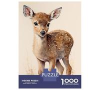 Puzzles pour Adolescents 1000 Pièces Cute Deer Fawn Painting Puzzles pour Adolescents, Jouet, Décoration Murale, Décoration Intérieure, Interaction Parent-Enfant 70x50cm/1000pcs