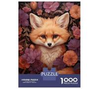 Puzzles pour Adolescents 1000 Pièces Cute Fox in Fall Flowers Puzzle pour Adultes - Jouets Anti-Stress - Décoration Intérieure - Cadeaux Anti-Stress 38x26cm/1000pcs