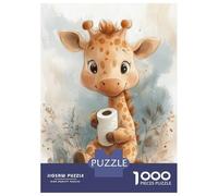 Puzzles pour Adolescents 1000 Pièces Cute Giraffe with Toilet Paper Roll Puzzles pour Adultes Assemblage De Modèles De Puzzles Stimulants Amusant en Famille Et Soirée Jeux 70x50cm/1000pcs