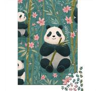 Puzzles pour Adolescents 1000 Pièces Cute Panda Bamboo Pattern Puzzle pour Adultes Jeux Relaxants Vacances À La Maison Passer Le Temps Difficile À Compléter 38x26cm/1000pcs