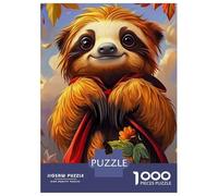 Puzzles pour Adolescents 1000 Pièces Cute Sloth with Flower Puzzle pour Adolescents Analyse Et Logique Difficile Et Stimulant Un pour Les Jeux 38x26cm/1000pcs