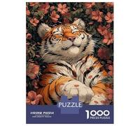 Puzzles pour Adolescents 1000 Pièces Cute Tiger Sleeping Sakura Puzzle Casse-tête Jeu De Réflexion Cadeaux pour Femmes Cadeaux De Noël Et d'anniversaire 70x50cm/1000pcs