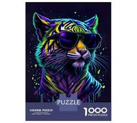 Puzzles pour Adolescents 1000 Pièces Cute Whimsical Tiger Puzzle Jeu Familial Décoration Parfaite Cadeaux Uniques pour Anniversaire Et Noël 52x38cm/1000pcs