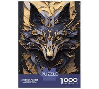 Puzzles pour Adolescents 1000 Pièces Dark Blue Wolf Kintsugi Puzzle pour Adultes Jeux Amusants Une Œuvre d'art Interaction Parent-Enfant 38x26cm/1000pcs