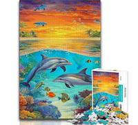 Puzzles pour Adolescents 1000 pièces Dauphins de l'océan Puzzles pour Adultes, Relax Games est Un pour Toute la Famille (Taille 75x50cm)