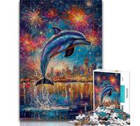 Puzzles pour Adolescents 1000 pièces Dauphins sous Feux d'artifice, Jeux éducatifs, décoration d'intérieur, idéal comme Cadeau pour Toute la Famille (75x50cm)