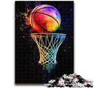 Puzzles pour Adolescents 1000 pièces de Basket-Ball Aquarelle, Jouets de Divertissement Familial avec Affiche et fiche de Questions-réponses Assorties (26x38cm)