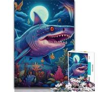 Puzzles pour Adolescents 1000 pièces Deep Jaws Puzzles pour Adultes Anti-Stress Défi Difficile Cadeaux du Père Noël Secret 38x26cm