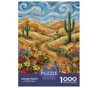 Puzzles pour Adolescents 1000 Pièces Desert Landscape with Wildflowers and Saguaro Cacti Puzzles pour Adolescents, Jouet, Décoration Murale, Jeu De Course De Vitesse, Cadeau Stimulant 70x50cm/1000pcs