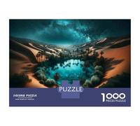Puzzles pour Adolescents 1000 Pièces Desert Oasis with Palm Trees Puzzles pour Adolescents - Améliorez Votre Mémoire pour Un Anniversaire Ou Noël - Jeu Au Design Magnifique 52x38cm/1000pcs