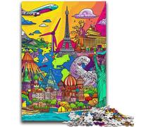 Puzzles pour Adolescents 1000 pièces Dessin animé Lieux d'intérêt Jeu Familial Soulagement du Stress Défi Difficile Cadeaux du Père Noël Secret 50x75cm
