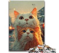Puzzles pour Adolescents 1000 pièces Deux Chats Difficile à réaliser, mais Amusant et Humoristique Cadeau d'anniversaire, Cadeaux, décoration Murale 38x26cm