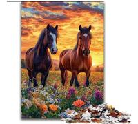 Puzzles pour Adolescents 1000 pièces, Deux Chevaux, Jouets éducatifs et éducatifs, Cadeaux d'anniversaire Uniques pour Les 14 Ans et Plus (Taille 50x75cm)