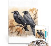 Puzzles pour Adolescents 1000 pièces Deux Corbeaux Noirs Jouets de Divertissement Familial Cadeau d'anniversaire 38x26cm