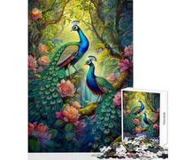 Puzzles pour Adolescents 1000 pièces Deux Magnifiques paons Jeux éducatifs Apprentissage Jouet éducatif Décoration Murale Entraînez Votre Cerveau et Vos Mains (38x52cm)