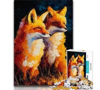 Puzzles pour Adolescents 1000 pièces Deux Renards, Anti-Stress, défi Difficile avec Affiche Assortie et Feuille de Questions 38x26cm
