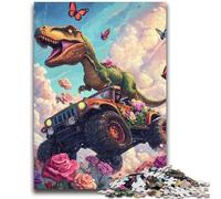 Puzzles pour Adolescents 1000 pièces Dinosaure conduisant Une Voiture Difficile à réaliser, mais Amusant et Humoristique Cadeau d'anniversaire, Cadeaux, décoration Murale 50x75cm