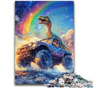 Puzzles pour Adolescents 1000 pièces Dinosaure conduisant Une Voiture pour Les 14 Ans et Plus Défi éducatif Activités Amusantes à la Maison, Cadeaux d'anniversaire, Cadeaux de Voyage 50x75cm
