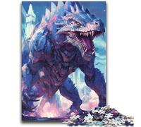 Puzzles pour Adolescents 1000 pièces Dinosaure de Glace Bleue Bête Jeu Stimulant et Jeu Familial Décoration Murale Cadeaux d'anniversaire et de Noël Uniques 26x38cm