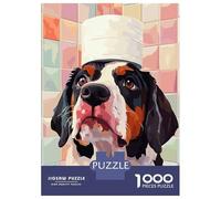 Puzzles pour Adolescents 1000 Pièces Dog with Hat Digital Art Puzzles pour Adultes Puzzle pour S'amuser en Famille Stimule Le Cerveau pour Les Jeux 52x38cm/1000pcs